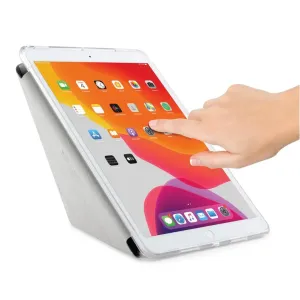 Étui Pipetto pour iPad 10.2 en argent métallisé avec support Origami pliable et rabat avant transparent