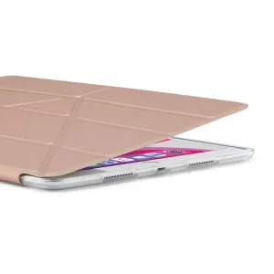 Étui origami or rose Pipetto pour iPad 10,2 pouces, avec dos transparent en TPU et rabat pliable
