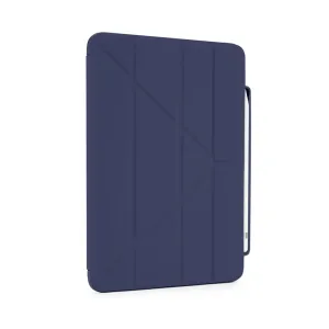 Étui Pipetto bleu foncé Origami No3 pour iPad 10,9" avec rabat pliable et rangement pour Apple Pencil