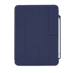 Étui folio Pipetto bleu foncé Origami No3 pour iPad 10,9 pouces, avec plis géométriques et rangement pour Apple Pencil
