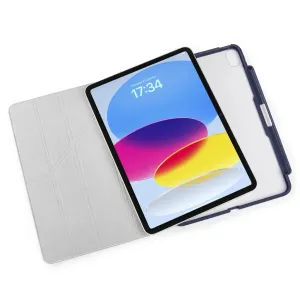 Étui folio Pipetto Origami No3 pour iPad 10,9 pouces, bleu foncé, avec support à trois volets et porte-Apple Pencil