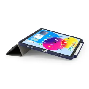 Étui Pipetto Origami No3 bleu foncé pour iPad 10,9 pouces, avec support rabattable et rangement pour Apple Pencil