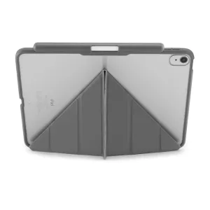 Étui Pipetto Origami No3 pour iPad 10,9 pouces, gris foncé, plié en support triangulaire au dos