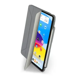 Étui folio Pipetto iPad 10,9" Origami No3 gris foncé, ouvert et plié en support avec écran visible