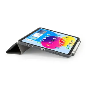 Coque Pipetto pour iPad 10e génération avec support pliable et rangement pour Apple Pencil en gris foncé