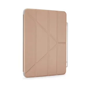Étui Pipetto Origami No3 or rose pour iPad 10,9 pouces avec rabat folio pliable et motif de pliage géométrique