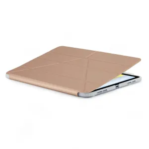 Étui Pipetto iPad 10,9" Origami No3 pour stylet en or rose, étui folio fin avec lignes de pliage et bordure de protection transparente