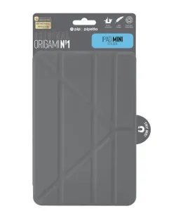 Étui Pipetto Origami No1 gris foncé pour iPad mini 6, en emballage de vente, avec rabat pliable et fonction veille/réactivation