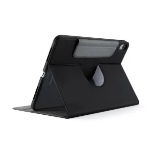 Pipetto svart roterende folioetui til iPad på 10,9 tommer, vist i stativmodus for håndfri visning