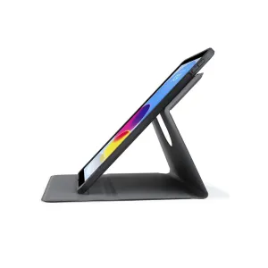 Pipetto svart roterende foliodeksel til iPad 10,9-tommer 10. generasjon, vist i liggende stativmodus