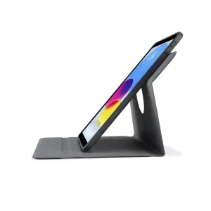 Pipetto roterende folioetui til iPad 10,9" i svart med justerbart stativ, vist i stående format