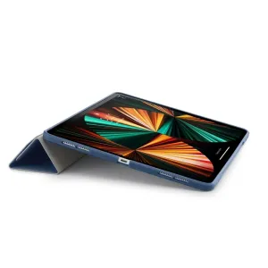 Pipetto iPad Pro 12.9 Origami No1-deksel i marineblått, brettet til et trekantet stativ på et nettbrett