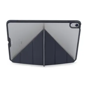 Pipetto Origami No1 iPad Air-cover i marineblå med gennemsigtig bagside, beskyttende kanter og foldbart stativ