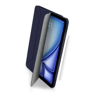 Pipetto Origami No1 mørkeblåt iPad Air 13-cover i stativposition med foldbart cover og stylus