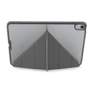 Pipetto Origami No1 Case für iPad Air 13 (2024) in Grau, zu einem Ständer gefaltet, mit schützender Rückenschale
