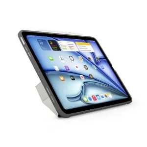 Pipetto Origami No1 Hülle für iPad Air 13 (2024) in Grau, abgebildet mit ausklappbarem Ständer in einem schützenden Folio-Design.