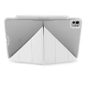 Pipetto Origami No3-fodral för iPad Pro 11, med det vita origami-inspirerade stativet och det skyddande bakstycket