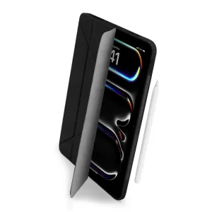 Étui noir Pipetto iPad Pro 13 (2024) Origami No1 avec rabat de protection pliable faisant office de support et porte-Apple Pencil