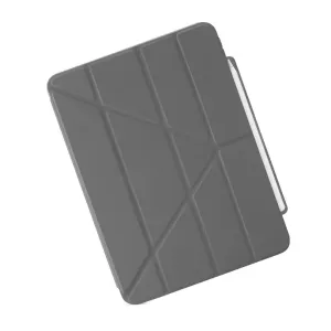 Étui Pipetto Origami No3 pour iPad Air 11 en gris, avec motif origami plié et coque de protection arrondie