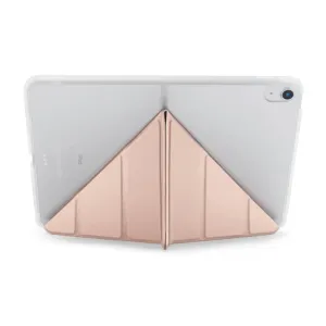 Pipetto iPad 10,9" Origami ümbris metallikroosa, läbipaistva tagakülje ja roosakuldse kolmnurkse alusega