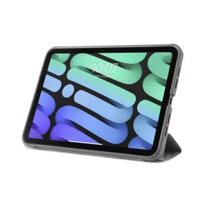 Coque Pipetto iPad mini 6 Origami No1 en gris foncé avec support folio pliable et rabat de veille.
