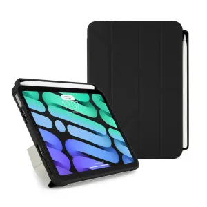 Étui Pipetto pour iPad mini 6 avec porte-Apple Pencil et support pliable, présenté avec une tablette noire.