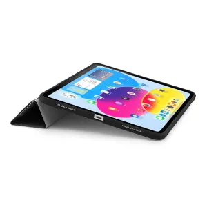 Étui pliable noir Pipetto iPad 10e génération Origami No1 avec fonction de support pour le visionnage et la saisie sur tablette
