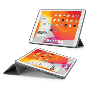 Étui Pipetto Origami pour iPad 10,2 pouces avec support pliable et bordure de protection, présenté avec des angles de vue vertical et bas