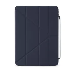 Pipetto Origami No3 iPad Air 11-deksel i mørkeblått med geometrisk brettbart omslag og Apple Pencil-holder