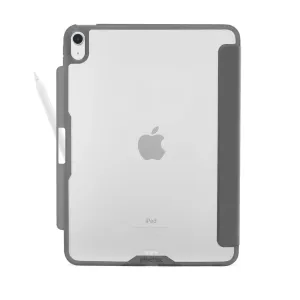 Pipetto Origami No3 iPad Air 11-cover i grå, vist med opbevaring til Apple Pencil og et beskyttende foldecover