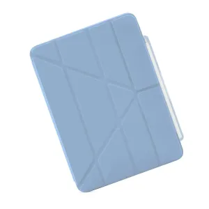 Pipetto Origami No3 pliiatsikohaga ümbris iPad Air 11 jaoks helesinises toonis, geomeetrilise voltimisdisaini ja Apple Pencil hoiukohaga