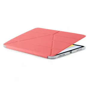 Pipetto Origami No1 iPad 10,9-tolline ümbris punases värvitoonis, näidatud osaliselt avatuna koos kokkupandava tugikaanega