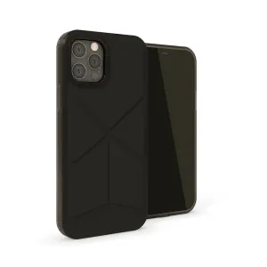 Coque de protection noire Pipetto pour iPhone 12 et iPhone 12 Pro avec dos géométrique et découpe surélevée pour l’appareil photo