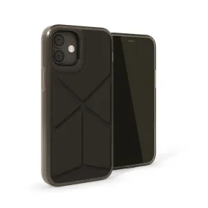 Pipetto Origami Snap Case til iPhone 12 Mini, røykfarget svart med geometrisk bakside og kamerabeskyttelse