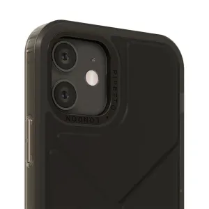 Pipetto Origami Snap Case iPhone 12 mini jaoks, musta poolläbipaistva disaini ja kõrgendatud kaamera väljalõikega
