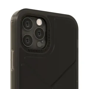 Coque Pipetto Origami Snap pour iPhone 12 Pro Max, coque de protection noire translucide avec découpe surélevée pour l’appareil photo