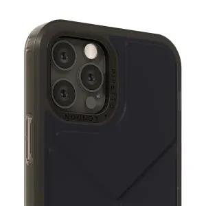 Coque Pipetto Origami Snap pour iPhone 12 Pro Max, coque de protection noire translucide avec bord surélevé pour l’appareil photo