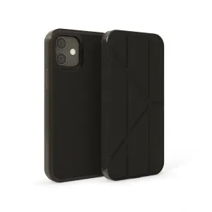 Coque noire Pipetto Origami Folio pour iPhone 12 Pro Max avec rabat à support pliable et protection contre les chocs