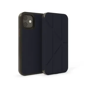 Étui Pipetto Origami Folio noir pour iPhone 12 Pro Max avec rabat pliable, support géométrique et découpe pour appareil photo