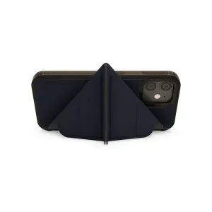 Étui Pipetto Origami Folio pour iPhone 12 Pro Max bleu marine, plié en support mains libres