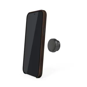Coque magnétique en cuir Pipetto pour iPhone 12/12 Pro, marron, avec support magnétique rond