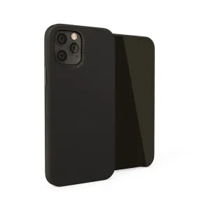 Coque magnétique Pipetto en cuir noir pour iPhone 12 Pro Max avec rabat, découpe surélevée pour appareil photo et logo