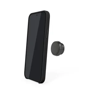 Coque magnétique noire en cuir Pipetto pour iPhone 12 Pro Max avec accessoire de fixation rond séparé