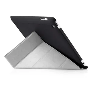 Pipetto iPad 2/3/4 Origami Case in black, folded into a stand for tablet viewing and protection