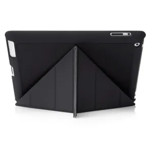 Pipetto black iPad 2/3/4 Origami Case with folding stand and back cover on a tablet