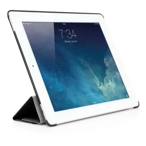 Pipetto iPad 2/3/4 Origami Case in black, shown folded into a stand for tablet viewing.