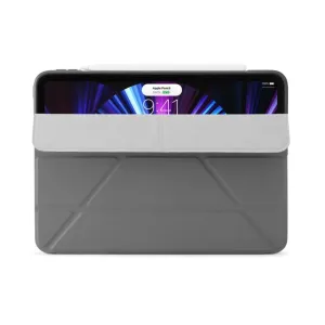 Pipetto iPad Pro 11-inch Origami No1 Case in Dark Gray folded into a stand with Apple Pencil attached