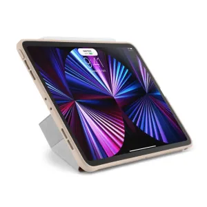 Pipetto iPad Pro 11-inch case in cream, folded into a viewing stand with protective front cover