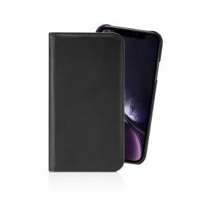 Pipetto magnetisk foliodeksel til iPhone XR i svart skinn med sydde kanter og avtakbart skall