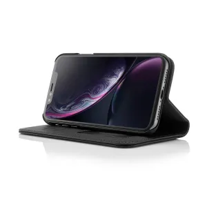 Pipetto magnetisk foliodeksel til iPhone XR i svart, kan åpnes som håndfritt stativ med avtakbart skall